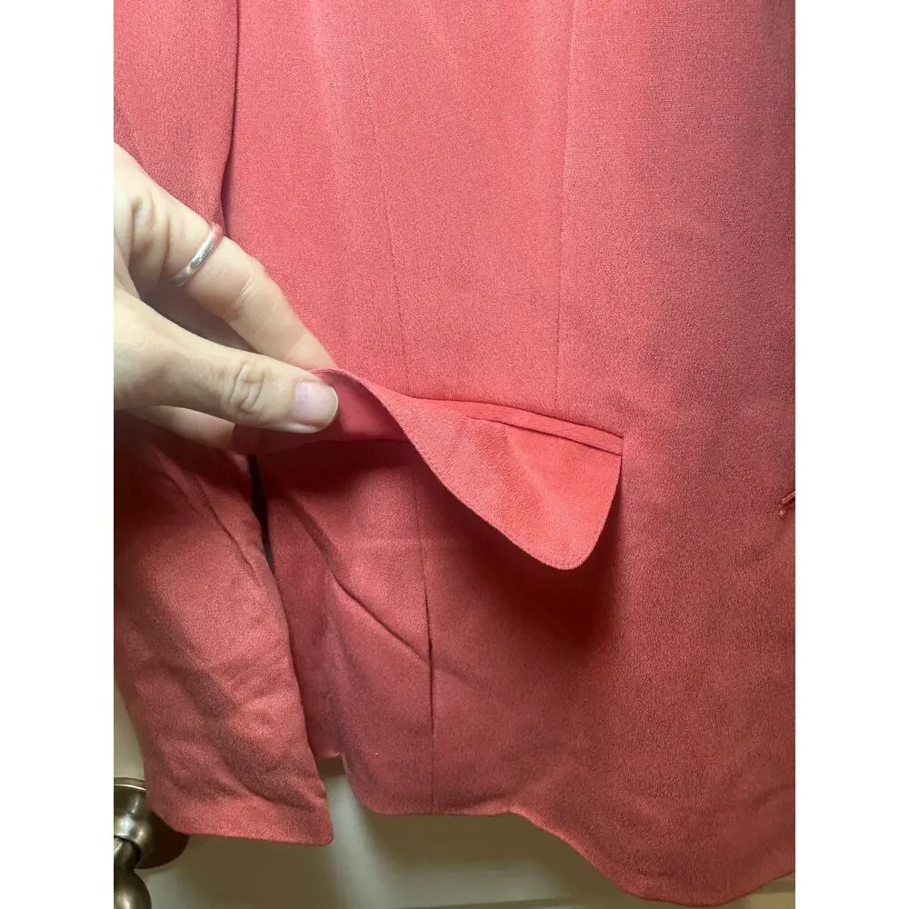 Vintage Style & Co 100% Silk Blazer Pink Coral‎ Coquette Cottagecore Petite 6